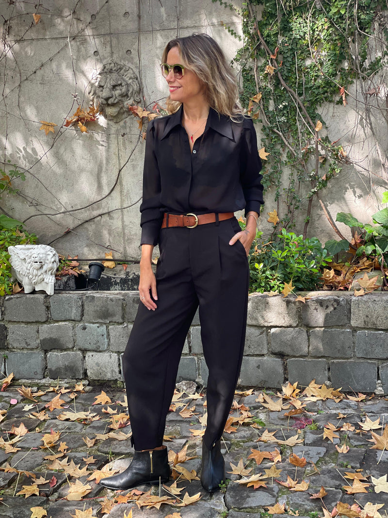 Blusa manga larga crepe negra – Santa Pecadora