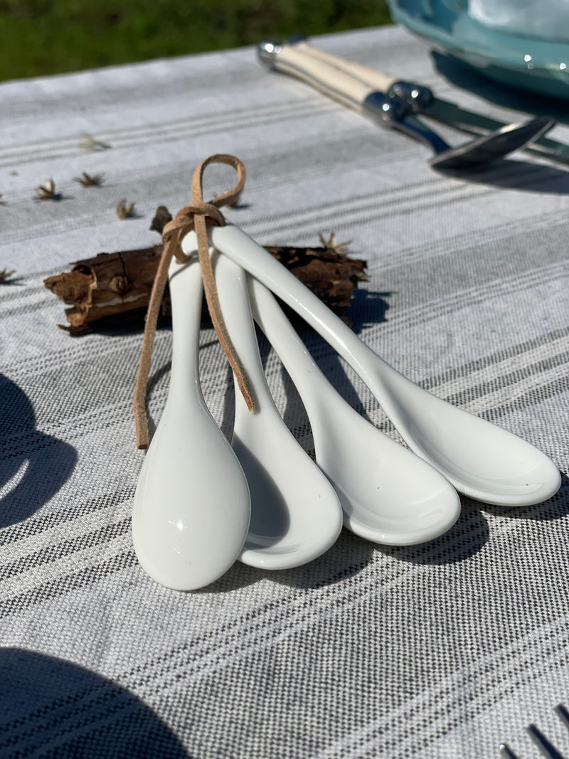 Set 4 cucharitas cerámica blanca