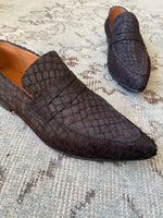 Mocasín Lucía cuero pelo café moro