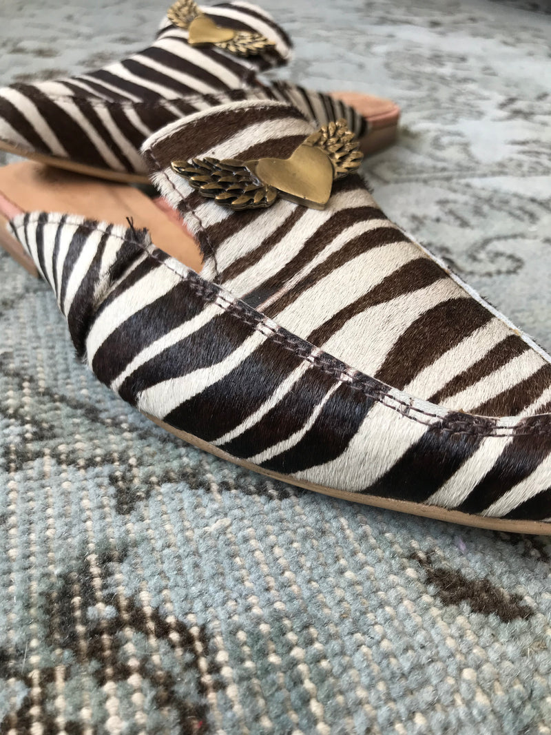 Babucha Sarah cuero pelo zebra