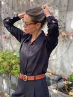Blusa manga larga crepe negra