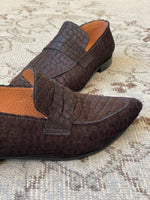 Mocasín Lucía cuero pelo café moro
