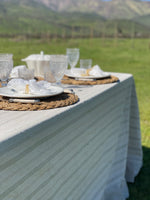 Mantel Amelia vuelos rayado beige algodón