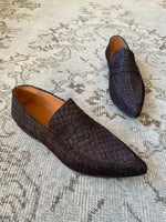 Mocasín Lucía cuero pelo café moro