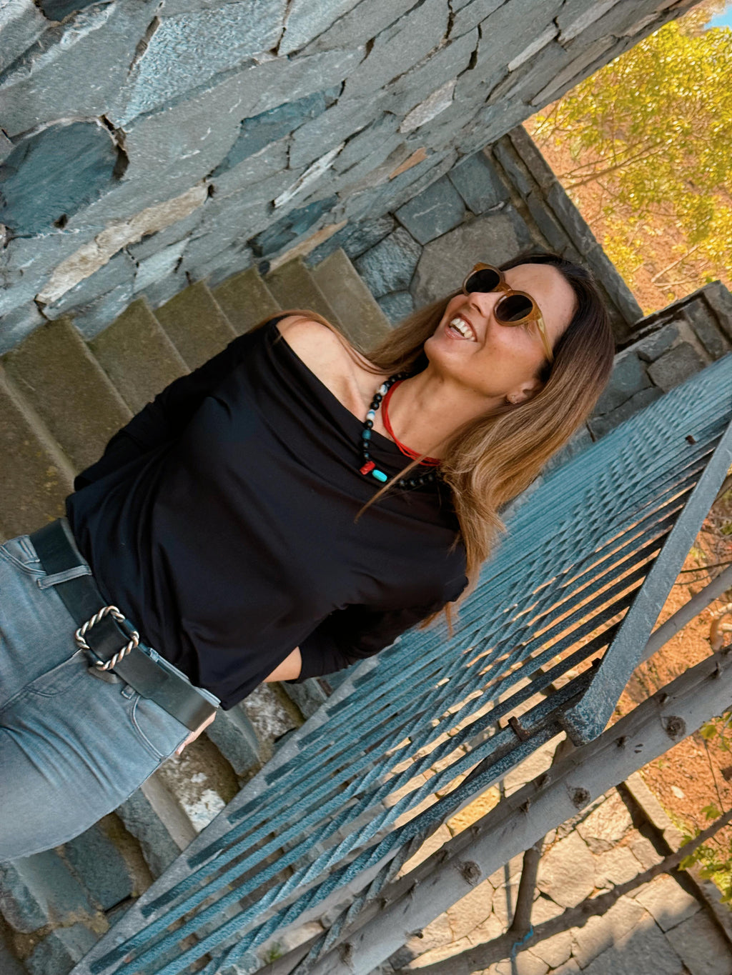 Polera manga larga algodón viscosa negro