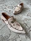 Mocasín Delfina cuero pelo beige con marrón