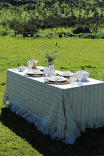 Mantel Amelia vuelos rayado beige algodón