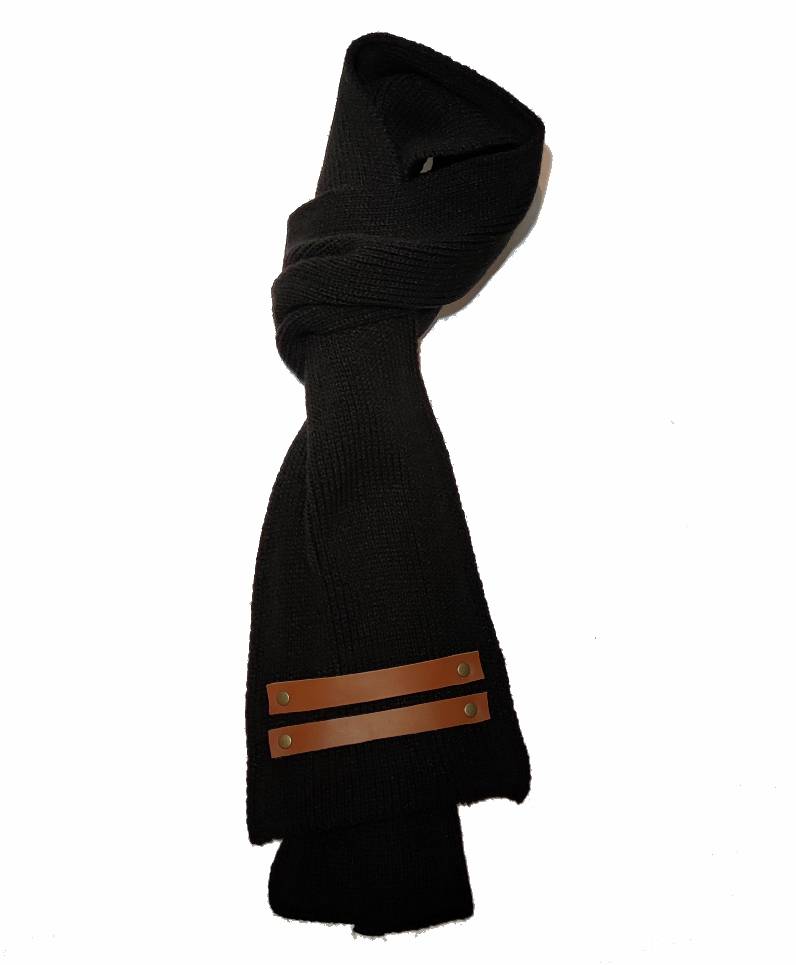 Bufanda lineas cuero negro